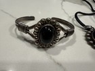 Sterling Silver Onyx Cuff Bracelet And Pendant Set  Mexico 925