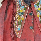 1880 - 1920 Handmade Red Leather Beaded Ceremonial Coat Native American Western
