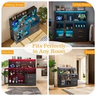 Home Bar Cabinet With Adjustable Rgb Led Light Wine Coffee Storage Black