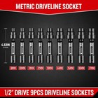 9-pcs 1 2   Drive Driveline Limited Clearance Socket Set   12-point Metric Sockets