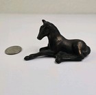 Vintage Bronze Horse Statue Sculpture Small Horse Laying Down Miniature