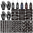 Henna Tattoo Kit Temporary Tattoo Kits 5 Cones 96 Stencils Gifts For Diy Art    