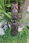 Hawaiian Tiki Gods Ku   Kane  Lono And Kanaloa Wood Carved Half Statue Set Of 2
