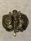 Antique Art Nouveau Ladygilded Bronze Sculpture Tray Dancing Woman