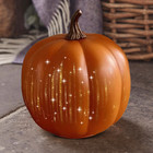 Set Of 2 Illuminated Starry Night Glass Pumpkins By Valerie Orange Fall