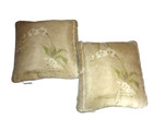 Croscill Orchids And Narcissus Green Floral Cream  2  Throw Pillows 16x16