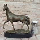 Beautiful Vintage Bronze Horse Bust On Marble Base Sculpture Statue Figurine Ar 