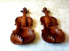 Vintage Set Of 2 Mid Century Modern Ceramic Bass Cello Mat Glaze Ashtray Brown 