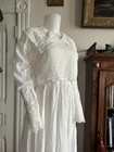 Antique Edwardian 1910s White Cotton Lace Dress Embroidered Tea Victorian Vtg Xs