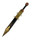 Roman Gladius Replica Gladiator Sword 19  Blade Ornate Brass   Leather Sheath