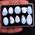 10 Pcs Natural Larimar 15mm-27mm Untreated Cabochon Loose Gemstones Wholesale