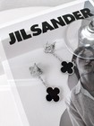 Vc   Arpels Vintage Alhambra Earrings Onyx Diamond 2 Motif 18k White Gold Clover