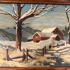 1963 Vintage Paint By Number Winter Landscape Painting  8x10 Signed   Dated