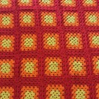 Vtg Colorful Granny Square Crochet Afghan Blanket Throw Roseanne Style 57    X 42   