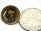 Antique Picture Button Stamped Brass   Cut Steel  Lady   Crescent Moon 5 8 