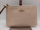 New Coach Corner Zip Wristlet In Signature Leather-oat