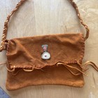 Vintage Navajo taos Pueblo Handmade Deerskin Suede Shoulder Bag     Antler Detail