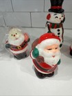 Vintage Christmas Candle Lot Santa   s Mrs Clause Snowman