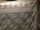 Vintage Pale Green Floral Patchwork Checkered Quilt 118  X 120 
