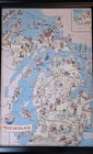 Rustic Michigan Great Lakes Pictorial Map Puzzle Wall Art 33 x23  Framed Vintage