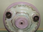 Vintage Pink Porcelain Ceiling Mount Light Fixture Floral Accents 3 Bulb