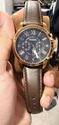 Fossil Fs5068 Chronograph Quartz Watch Navy Blue Dial Date Brown Leather Strap