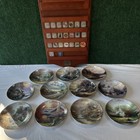 Thomas Kinkade Wooden Perpetual Wall Calendar Display W  12 Month Plates Set