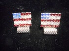 Vintage Cuff Links American Flag Red White And Blue Crystal