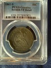 1861 S 50 Seated Liberty Half Dollar Pcgs Very Fine Sm  Scratch  Civil War            