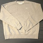 Nike Men s Gray Crew Neck Pullover Sweatshirt L Fleece Cotton Blend Logo
