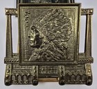 Antique 1920s Judd Native American Indian Chief Expandable Brass Bookends 9819