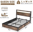 Lift-up Storage Bed Frame  Queen Full Size Bed Frame With Bookcase Headboard