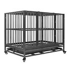 36  Heavy Duty Dog Cage Drable Crate Metal Kennel Pet Playpen House W tray Wheel