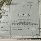 Antique Colorful 1908 Map Of Italy 11x15 Inches