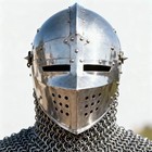 18g Steel Medieval Bascinet Helmet With Chainmail Aventail     Knight Armor Larp