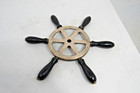 Rare Bucra Vintage Solid Brass Ship Boat Wheel  6 Spoke 12  Wooden Handles