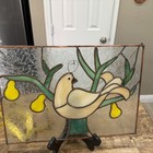 Stained Slag Glass Window Leaded Frame Handcrafted Bird 12   x 17    Vintage