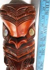 1986 Artist Signed 20 1 2  H New Zealand Maori Woodcarving Tiki W abalone