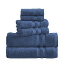 Performance Cotton 6 Piece Bath Towel Set Solid Navy Quick Dry Towels