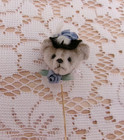 Vintage Teddy Bear Artist Handmade Stick Pin Jewelry Miniature Head