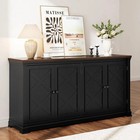 61  Farmhouse Sideboard Buffet Cabinet 4 Barn Doors Coffee Bar Storage Credenza