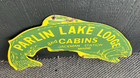 Vintage Large Parlin Lake Lodge And Cabins Porcelain Gas Oil Pump Station Sign
