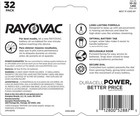 Rayovac Size 10 Hearing Aid Batteries     32 Pack     Long Lasting   Mercury Free