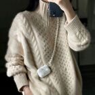 Cashmere Sweater Women s Turtleneck Zipper Knitted Cardigan Slouchy Loose Jacket