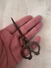 Antique Sterling Handle Sewing Scissors - Victorian Art Nouveau Circa 1900