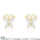 14k Solid Yellow Gold White Zircon Butterfly Baby Screwback Stud Kid Earrings