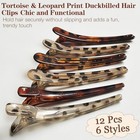 12 Pack Duckbill Hair Clips For Styling  Leopard Tortoise Shell Alligator