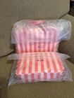 2 Nwt Victoria s Secret Glow Orange Heritage Stripe Hanging Toiletry makeup Bags