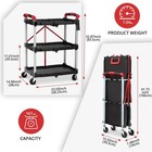 3-tier Heavy Duty Folding Service Cart W 4 Wheels 167lbs Capacity For Kitchen