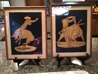 2 Vintage Mcm Mexican Straw Mosaic Popotillo Matadors Wall Art By Andres Mendoza